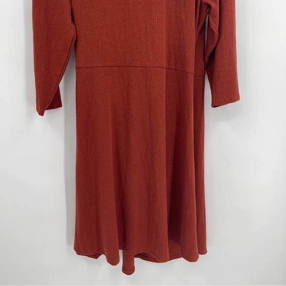 Soft Surroundings Dress Size 1X Womens V Neck Moc Wrap Ribbed Knit Rust Red - Picture 9 of 11